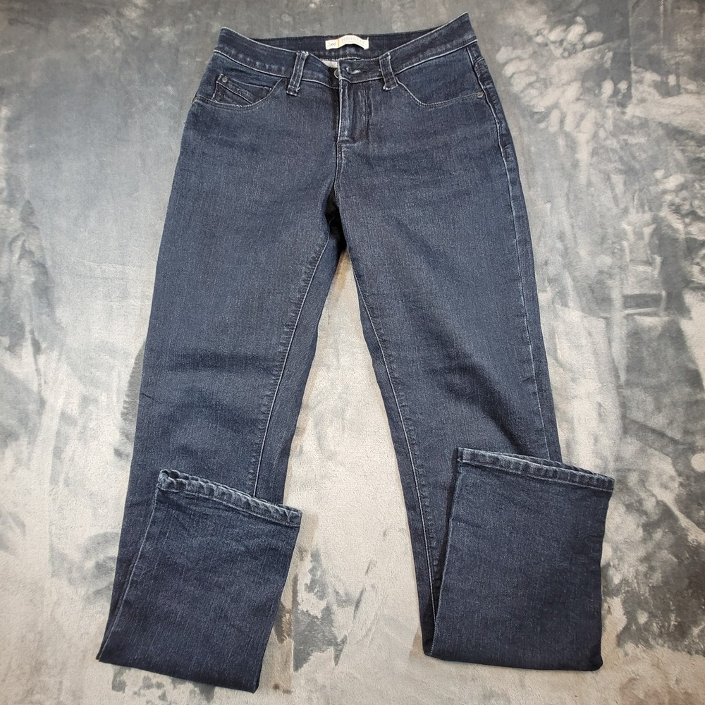 Lee Perfect Fit Straight Leg Jeans Womens 6 Medium Dark Wash Just Below Waist